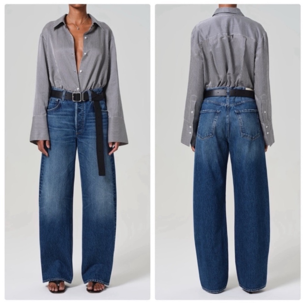 Citizens Of Humanity Medium Blue Wide-Leg High-Rise Jeans